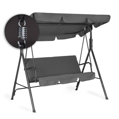Huśtawka ogrodowa 3-osobowa bujana wolnostojąca stalowa szara MultiGarden