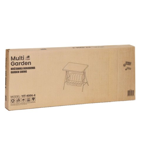 Huśtawka ogrodowa 3-osobowa bujana wolnostojąca stalowa szara MultiGarden