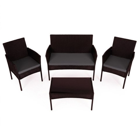 Komplet mebli ogrodowych z technorattanu ławka stolik krzesła brązowy MultiGarden