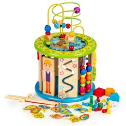 Drewniana kostka edukacyjna z grami i klockami łowienie rybek ECOTOYS