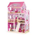 Drewniany domek dla lalek mebelki oświetlenie LED ECOTOYS