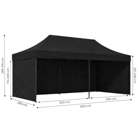 PAWILON Handlowy Ogrodowy Eventowy 3x6m AUTOMATYCZNY - CZARNY