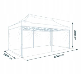 PAWILON HANDLOWY Ogrodowy 3x6m Automatyczny MOCNY - BIAŁY