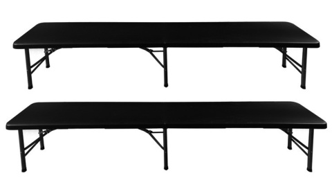 MEBLE OGRODOWE Cateringowe kpl. stół 180cm , 2 ławki + OBRUS Bankietowy - CZARNY