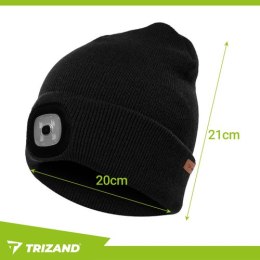 Czapka zimowa z latarką- czarna Trizand 22663
