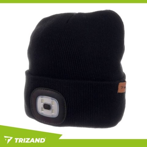 Czapka zimowa z latarką- czarna Trizand 22663