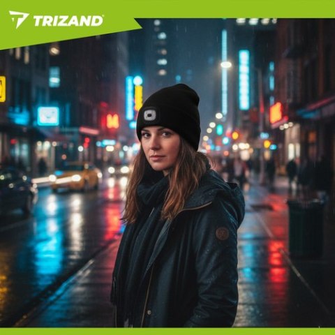Czapka zimowa z latarką- czarna Trizand 22663