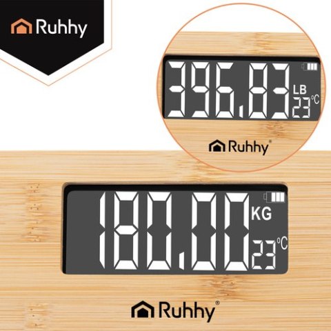 Waga łazienkowa LCD- drewniana Ruhhy 22522