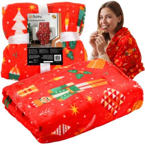 Koc świąteczny flanelowy 1,5x2m Ruhhy 26607