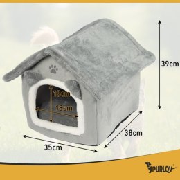 Legowisko dla kota - domek szary Purlov 25706