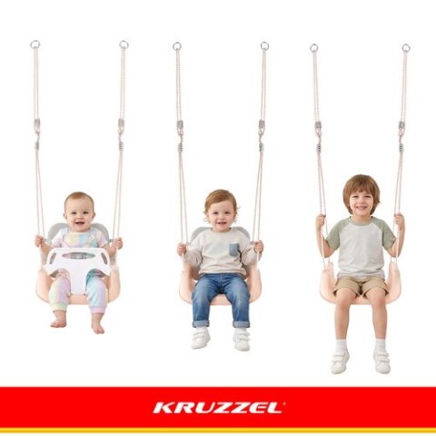 Huśtawka dla dzieci 3w1 szaro-beżowa Kruzzel