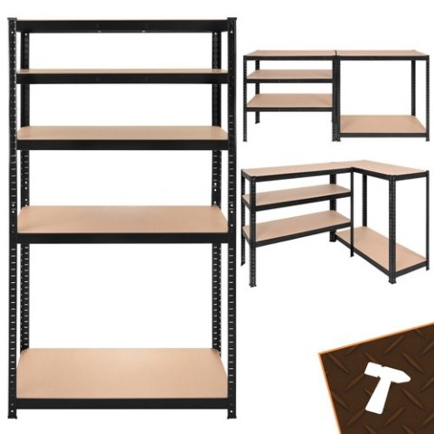 Regał Magazynowy Metalowy 180x90x40 1000 kg 5 Półek BIGSTREN Czarny