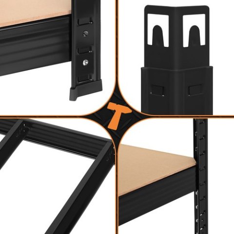 Regał Magazynowy Metalowy 180x90x40 1000 kg 5 Półek BIGSTREN Czarny