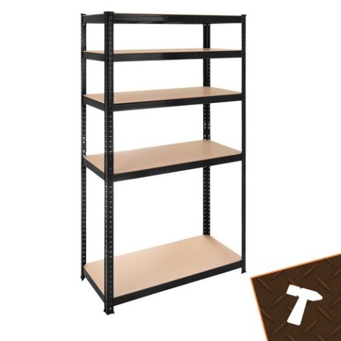 Regał Magazynowy Metalowy 180x90x40 1000 kg 5 Półek BIGSTREN Czarny
