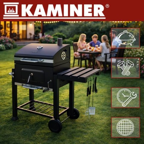 Grill ogrodowy z pokrywą 116x55x120cm Kaminer