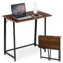 Biurko komputerowe składane 80x45 cm stolik pod laptopa loft ciemny orzech ModernHome