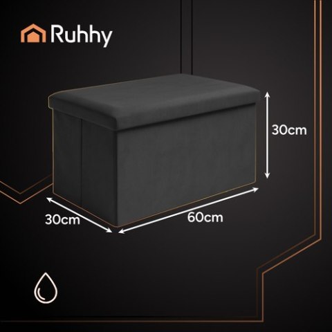 Pufa welurowa czarna 60x30x30 cm Ruhhy 25995