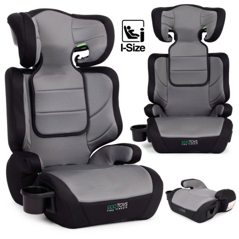 Fotelik samochodowy dla dzieci 2w1 podkładka i-SIZE wzrost 100-150 cm uchwyt na napoje ECOTOYS