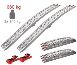 Najazd Aluminiowy Składany 680kg - Komplet 2 sztuki + Pasy (Mocne!)