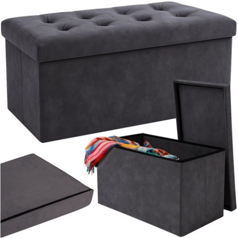 Pufa welurowa szara 76x38x38cm Ruhhy 26130