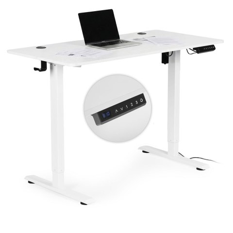 Biurko elektryczne regulowane 120x60 cm regulacja wysokości 72-117 cm białe ModernHome