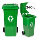 Kosz na smieci 240L duży kubeł śmietnik gumowe koła - żółty plastik