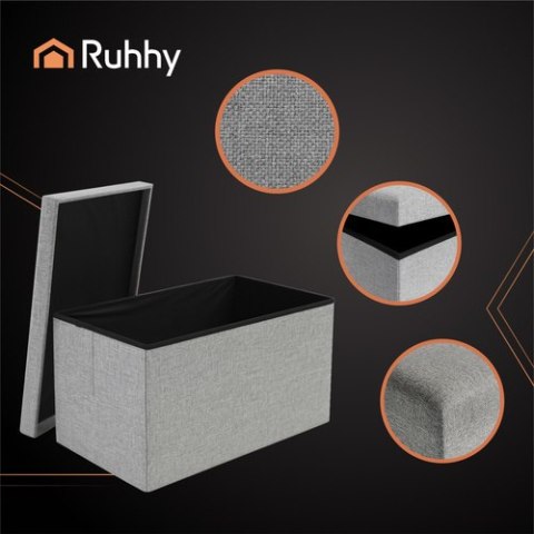 Pufa materiałowa szara 76x38x38cm Ruhhy 26131
