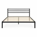 Łóżko metalowe 190x200 cm ze stelażem i zagłówkiem minimalistyczna czarna rama ModernHome