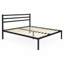 Łóżko metalowe 190x200 cm ze stelażem i zagłówkiem minimalistyczna czarna rama ModernHome