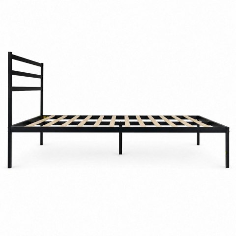 Łóżko metalowe 190x200 cm ze stelażem i zagłówkiem minimalistyczna czarna rama ModernHome