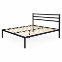 Łóżko metalowe 190x200 cm ze stelażem i zagłówkiem minimalistyczna czarna rama ModernHome