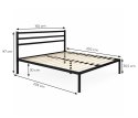 Łóżko metalowe 190x200 cm ze stelażem i zagłówkiem minimalistyczna czarna rama ModernHome