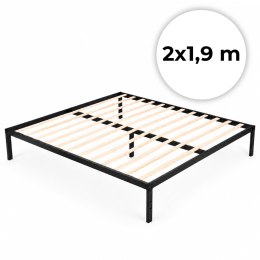 Łóżko metalowe 190x200 cm ze stelażem minimalistyczna czarna rama ModernHome
