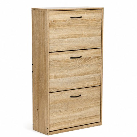Szafka na buty 3-komorowa 60 cm uchylna do przedpokoju loft jasny dąb ModernHome