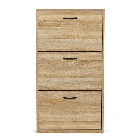 Szafka na buty 3-komorowa 60 cm uchylna do przedpokoju loft jasny dąb ModernHome