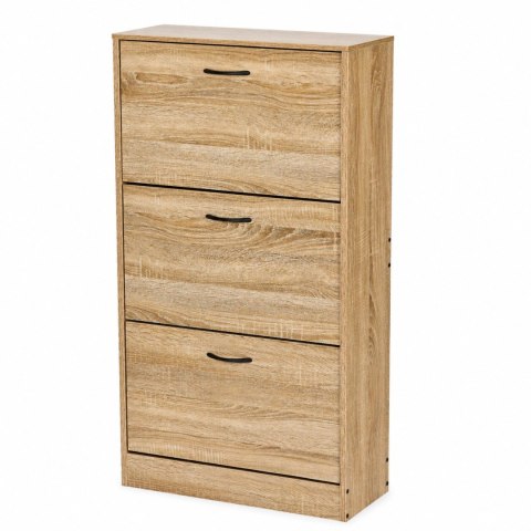 Szafka na buty 3-komorowa 60 cm uchylna do przedpokoju loft jasny dąb ModernHome