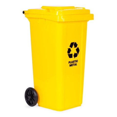 Zestaw 3 koszy na śmieci pojemniki 3x240L niebieski zielony żółty makulatura szkło plastik gumowe koła