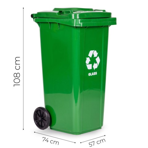 Zestaw 3 koszy na śmieci pojemniki 3x240L niebieski zielony żółty makulatura szkło plastik gumowe koła