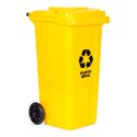 Zestaw 4 koszy na śmieci pojemniki 4x240L niebieski zielony żółty czarny makulatura szkło plastik odpady zmieszane gumowe koła