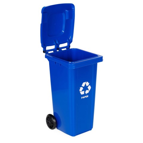 Zestaw 4 koszy na śmieci pojemniki 4x240L niebieski zielony żółty czarny makulatura szkło plastik odpady zmieszane gumowe koła