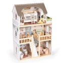 Drewniany domek dla lalek Laura 3 piętra 5 pomieszczeń 15 mebelków ECOTOYS