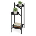 Kwietnik stojący stojak na kwiaty ozdoby 3 poziomy czarny ModernHome