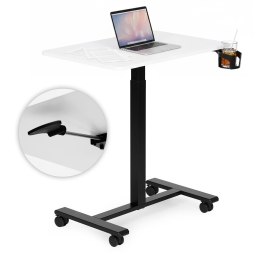 Mobilne biurko 70x48 cm stolik pod laptopa regulacja wysokości 71,5-112 cm biały blat ModernHome