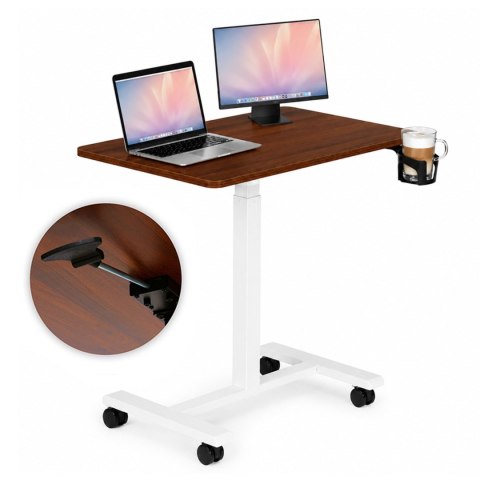 Mobilne biurko 70x48 cm stolik pod laptopa regulacja wysokości 71,5-112 cm brązowy blat ModernHome