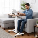 Mobilne biurko 70x48 cm stolik pod laptopa regulacja wysokości 71,5-112 cm brązowy blat ModernHome