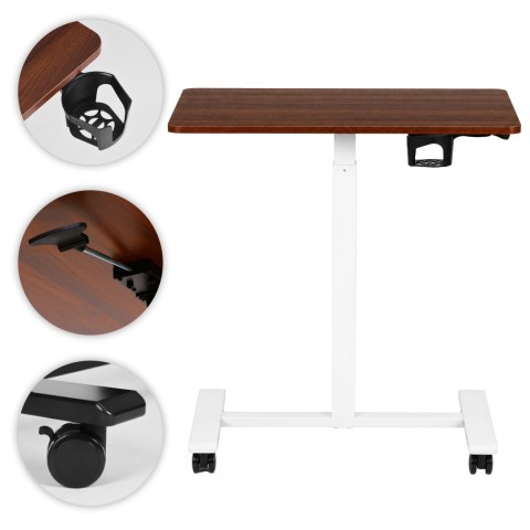Mobilne biurko 70x48 cm stolik pod laptopa regulacja wysokości 71,5-112 cm brązowy blat ModernHome