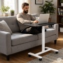 Mobilne biurko 70x48 cm stolik pod laptopa regulacja wysokości 71,5-112 cm czarny blat ModernHome
