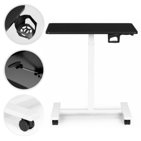 Mobilne biurko 70x48 cm stolik pod laptopa regulacja wysokości 71,5-112 cm czarny blat ModernHome