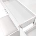 Toaletka kosmetyczna z lustrem i oświetleniem LED półki szuflady taboret ModernHome
