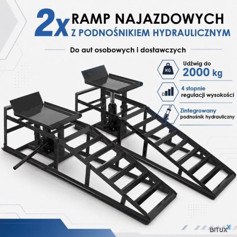 2x Rampa najazdowa podnośnik hydrauliczny 2T BITUXX czarne